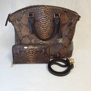 Brahmin Duxbury Brown Snakeskin Satchel